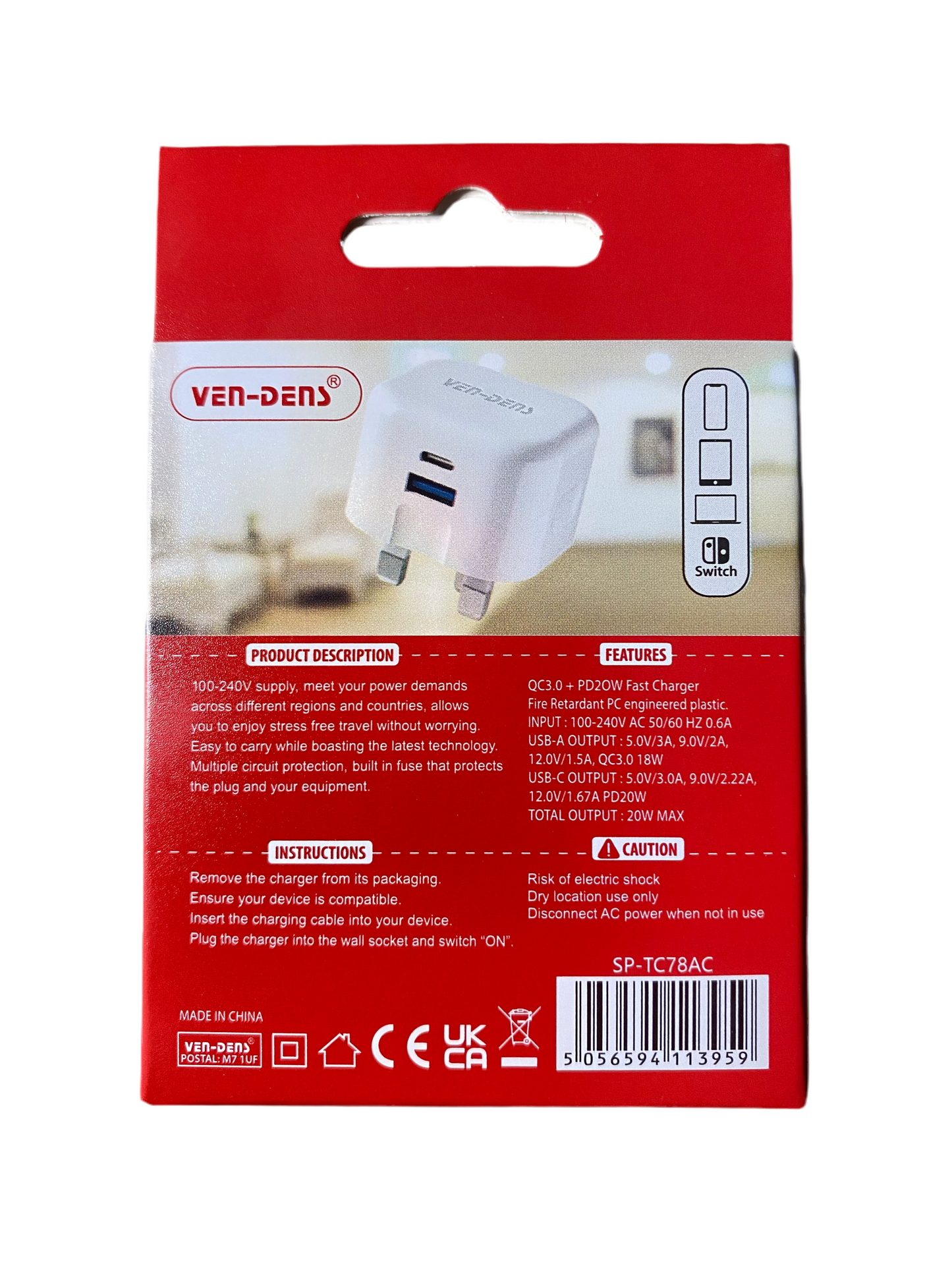 20w USB & USB-C QC3 PD Plug