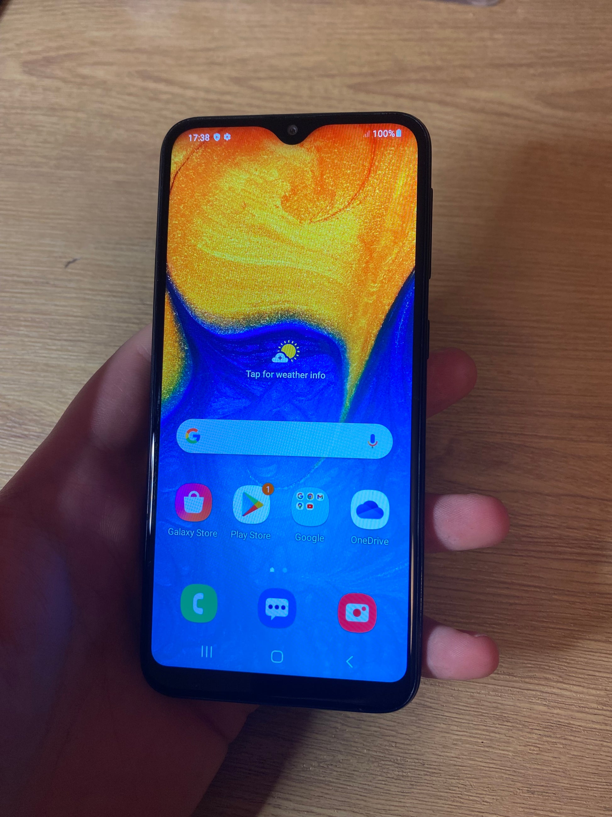Product image of a used Samung Galaxy A20e unlocked 32gb Android smart phone for sale.